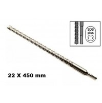 PUNTA PER TRAPANO SDS PLUS 22 X 450 mm  AL WIDIA PER CEMENTO E PIETRA