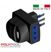 RIDUTTORE ADATTATORE SPINA 10A DOPPIA PRESA 10A + USB 