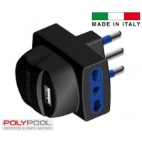 RIDUTTORE ADATTATORE SPINA 16A DOPPIA PRESA UNIV. + USB 