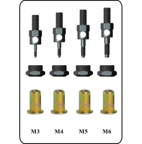 LED-rivettatriceinserti116 - ledleds - KIT 116 PZ RIVETTATRICE PER INSERTI  RIVETTI FILETTATI M3 M4 M5 M6 M8 M10 M12