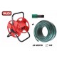 ROTOLO TUBO ACQUA DA IRRIGAZIONE 25 MT IN PVC RETINATO  5/8 + AVVOLGITUBO 