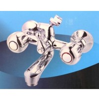 RUBINETTO DOPPIO COMANDO X VASCA BAGNO IN OTTONE CROMATO CON SUPPORTO X DOCCETTA