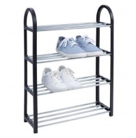 SCARPIERA PORTA SCARPE SCAFFALE 4 RIPIANI  IN METALLO E PLASTICA NERA 50X65X19CM