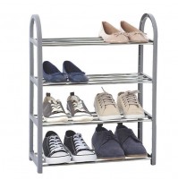 SCARPIERA PORTA SCARPE SCAFFALE 4 RIPIANI IN METALLO PLASTICA GRIGIA 50X65X19CM