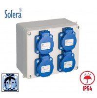 SCATOLA CON 4 PRESE SCHUKO - TIPO F 16A - 2P+T PROTEZIONE IP54 