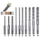 SET 10 PUNTE SDS PLUS IN ACCIAIO AL CARBURO CON TESTA A 4 TAGLIENTI PER CEMENTO