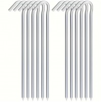 SET 12 CHIODI PICCHETTI  A GANCIO DA TENDA CAMPEGGIO 220 mm IN ACCIAIO ZINCATO