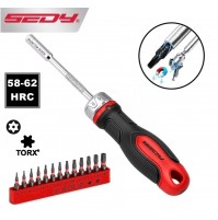 SET 13 INSERTI TORX MANICO 1/4 PORTAINSERTI CACCIAVITE A CRICCHETTO REVERSIBILE
