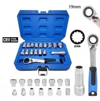 SET 17 CHIAVI A BUSSOLA PASSANTI PROFILO INT. XZN 10-24mm E CHIAVE A CRICCHETTO