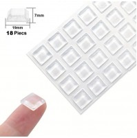 SET 18 GOMMINI TRASPARENTI ADESIVI PARACOLPI ANTIURTO 19 X 19 mm ALTEZZA 7 mm