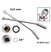 SET 2 CHIAVI A BUSSOLA DA 3/8 CON SNODO X CANDELE DA 14 & 16 mm LUNGHEZZA 310 mm