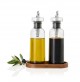 SET 2 CONTENITORI DOSATORI PER OLIO E ACETO CON BASE IN LEGNO DI ACACIA 
