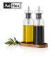 SET 2 CONTENITORI DOSATORI PER OLIO E ACETO CON BASE IN LEGNO DI ACACIA 