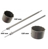 SET 2 FRESE CAROTATRICI PER CEMENTO 100 E 120 mm + ASTE 650 mm SDS PLUS E MAXI