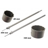 SET 2 FRESE CAROTATRICI PER CEMENTO 80 E 100 mm + ASTE 650 mm SDS PLUS E MAXI