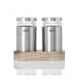 SET 2 MACINA SALE E PEPE MANUALI IN ACCIAIO INOX CON BASE IN LEGNO D'ACACIA