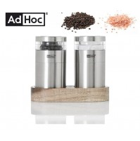 SET 2 MACINA SALE E PEPE MANUALI IN ACCIAIO INOX CON BASE IN LEGNO D'ACACIA