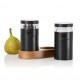 SET 2 MACINA SALE E PEPE MANUALI IN ACCIAIO VERNICIATO CON BASE IN LEGNO ACACIA