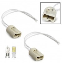 SET 2 PORTALAMPADA IN CERAMICA G9 PER LAMPADINE A LED E ALOGENE PORTA LAMPADA