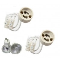 SET 2 PORTALAMPADA IN CERAMICA GU10 PER LAMPADINE E FARETTI PORTA LAMPADA