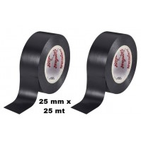 SET 2 ROTOLI DI NASTRO ISOLANTE IN PVC AUTOESTINGUENTE 25 mm X 25 METRI