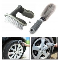 SET 2 SPAZZOLE PER LAVAGGIO GOMME PNEUMATICI E CERCHI IN LEGA DI AUTO E MOTO