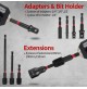 SET 21 INSERTI MAGNETICI SVITA BULLONI IN MILLIMETRI E POLLICI 65 mm + PROLUNGHE