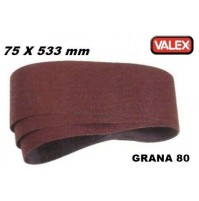 SET 3 FOGLI A NASTRO CARTA VETRATA ABRASIVA 75 X 533 mm GRANA 80 X LEVIGATRICE