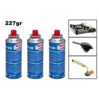 SET 3 PEZZI BOMBOLETTA CARTUCCIA GAS BUTANO 227gr PER FORNELLI E SALDATORI 