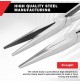 SET 3 PINZE EXTRA LUNGHE 410 mm BECCHI FINI DRITTI E CURVI 25°  ACCIAIO FORGIATO