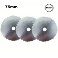 SET 3 PZ DISCO DENTATO SEGHETTATO IN ACCIAIO X TAGLIO LEGNO 75 mm FORO DA 10 mm