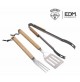 SET 3 UTENSILI PER BARBECUE IN ACCIAIO INOX CON MANICO IN LEGNO DI ROVERE 