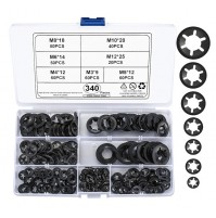SET 340 RONDELLE ASSORTITE DI BLOCCAGGIO CON DENTI INTERNI IN ACCIAIO M3 - M12