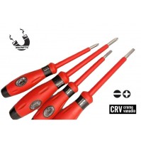 SET 4 CACCIAVITI GIRAVITI CERCAFASE ISOLATI PUNTA TAGLIO E CROCE MAGNETICA