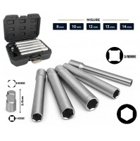 SET 5 CHIAVI A BUSSOLA PROLUNGATE 120 mm ATTACCO DA 3/8 + ADATTATORE DA 1/4 CR-V