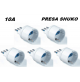 SET 5 PEZZI ADATTATORE RIDUTTORE SCHUKO SPINA 10A PASSO PICCOLO