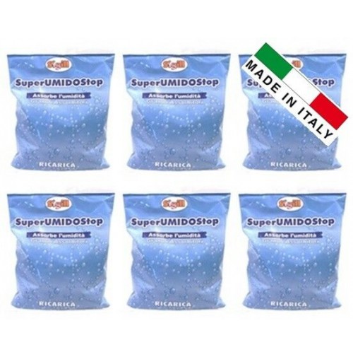 SET 6 CONFEZIONI DA 450gr DI GRANULI RICARICA X ASSORBI UMIDITA' SIGILL  ITALY