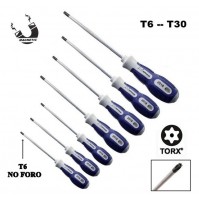 SET CACCIAVITI TORX CON FORO CALAMITATI IN ACCIAO FORGIATO 7 PEZZI T6 --T30 -