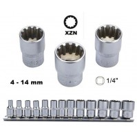 SET DI CHIAVI A BUSSOLA DA 1/4 MILLERIGHE PROFILO INTERNO XZN 13 PZ. 4 - 14 mm