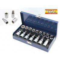 SET DI CHIAVI A BUSSOLA TORX MASCHIO FEMMINA 16 PEZZI IN ACCIAIO CHROME VANADIUM