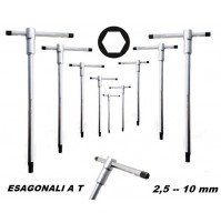 SET DI CHIAVI ESAGONALI A T 9 PEZZI CON ASTA SCORREVOLE - AGGANCIO MULTIPLO -
