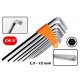 SET DI CHIAVI ESAGONALI LUNGHE AD ELLE 10 PEZZI 1,5 -12 mm CHROME VANADIUM
