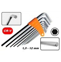 SET DI CHIAVI ESAGONALI LUNGHE AD ELLE 10 PEZZI 1,5 -12 mm CHROME VANADIUM