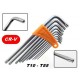 SET DI CHIAVI TORX LUNGHE AD ELLE CON FORO SET 10 PEZZI T10 -T55 CHROME VANADIUM