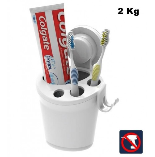 Set Di 2 Porta Spazzolini Da Denti A Muro, Con Nastro Adesivo, Dispenser Di  Dentifricio E Contenitore Di Scarico, Accessori Di Stoccaggio Per Il Bagno  Di Casa