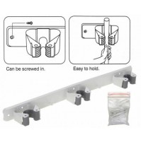 SUPPORTO DA MURO PORTA SCOPE A TRE GANCI IN METALLO VERNICIATO BIANCO CM 35 