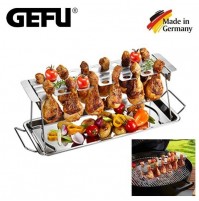 SUPPORTO PER CUOCERE 12 COSCE DI POLLO X FORNO O BARBECUE IN ACCIAIO INOX 