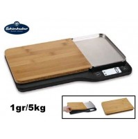 TAGLIERE IN LEGNO DA CUCINA CON BILANCIA DIGITALE DI PRECISIONE INTEGRATA 1g 5Kg