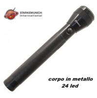 TORCIA LAMPADA A BATTERIE (3 D INCLUSE) CON CORPO IN METALLO ANTIURTO A 24 LED 