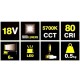 TORCIA LAMPADA A LED PER AREE DI LAVORO A BATTERIA 18V - 2.0Ah  900 LUMEN 